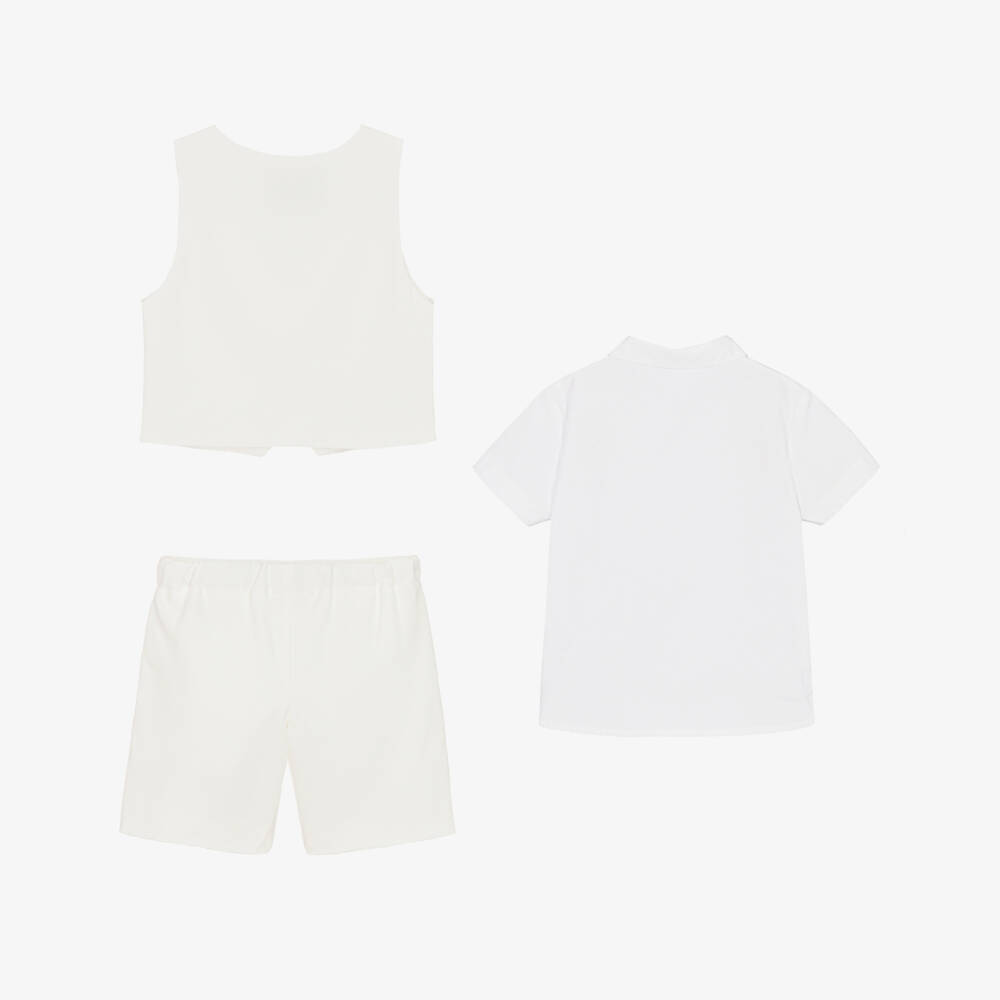Beatrice & George-Boys Ivory & White Shorts Suit | Childrensalon