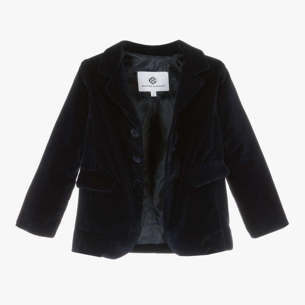 Beatrice & George-Костюм синий из бархата для мальчиков | Childrensalon