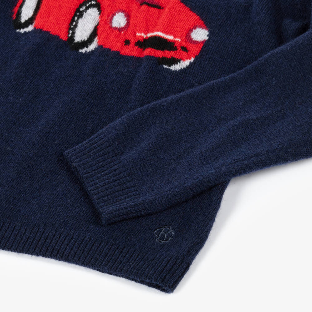 Beatrice & George-بلوفر مزيج صوف وكشمير لون كحلي للأولاد | Childrensalon