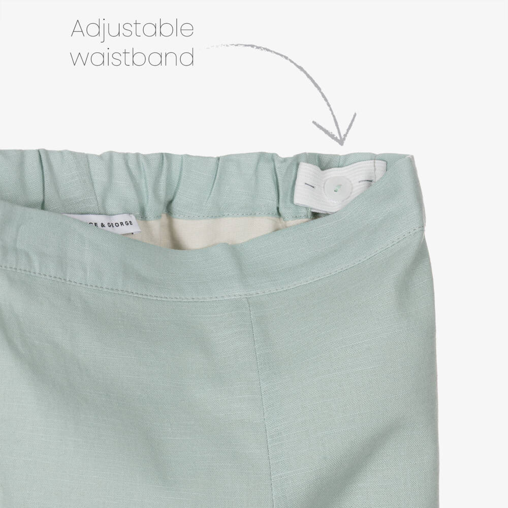 Beatrice & George-Boys Pale Green Shorts Set with Palm Tree Embroidery | Childrensalon