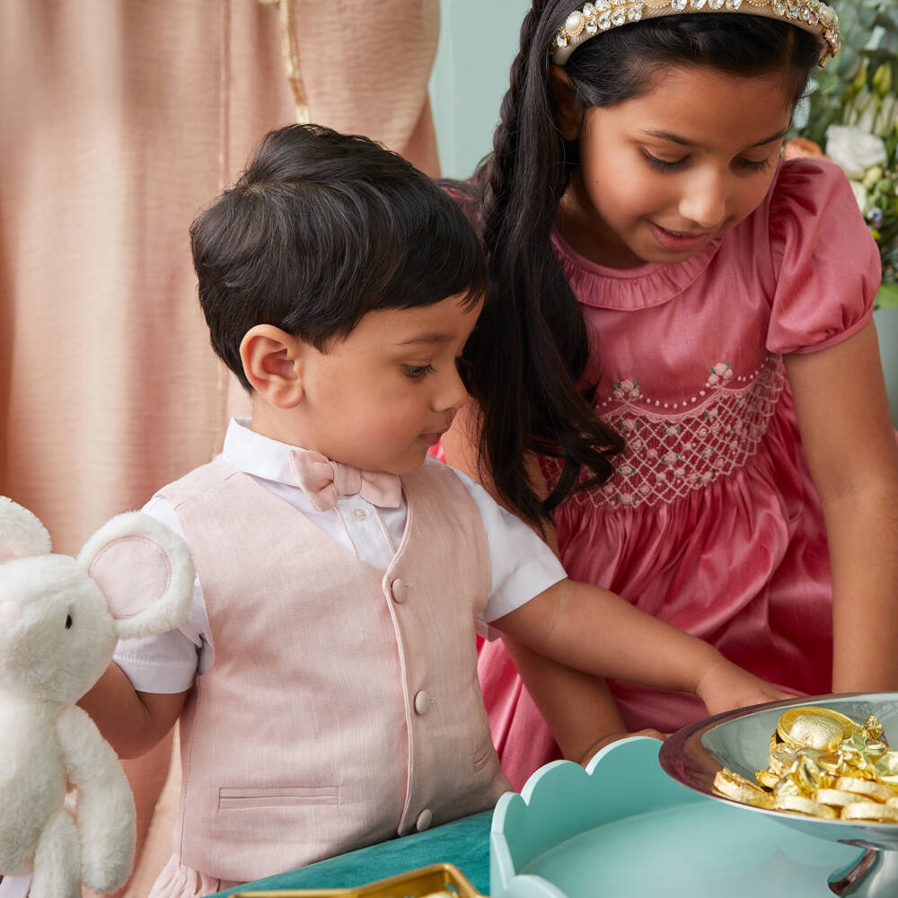 Beatrice & George-Boys Pink Waistcoat & Shorts Suit | Childrensalon