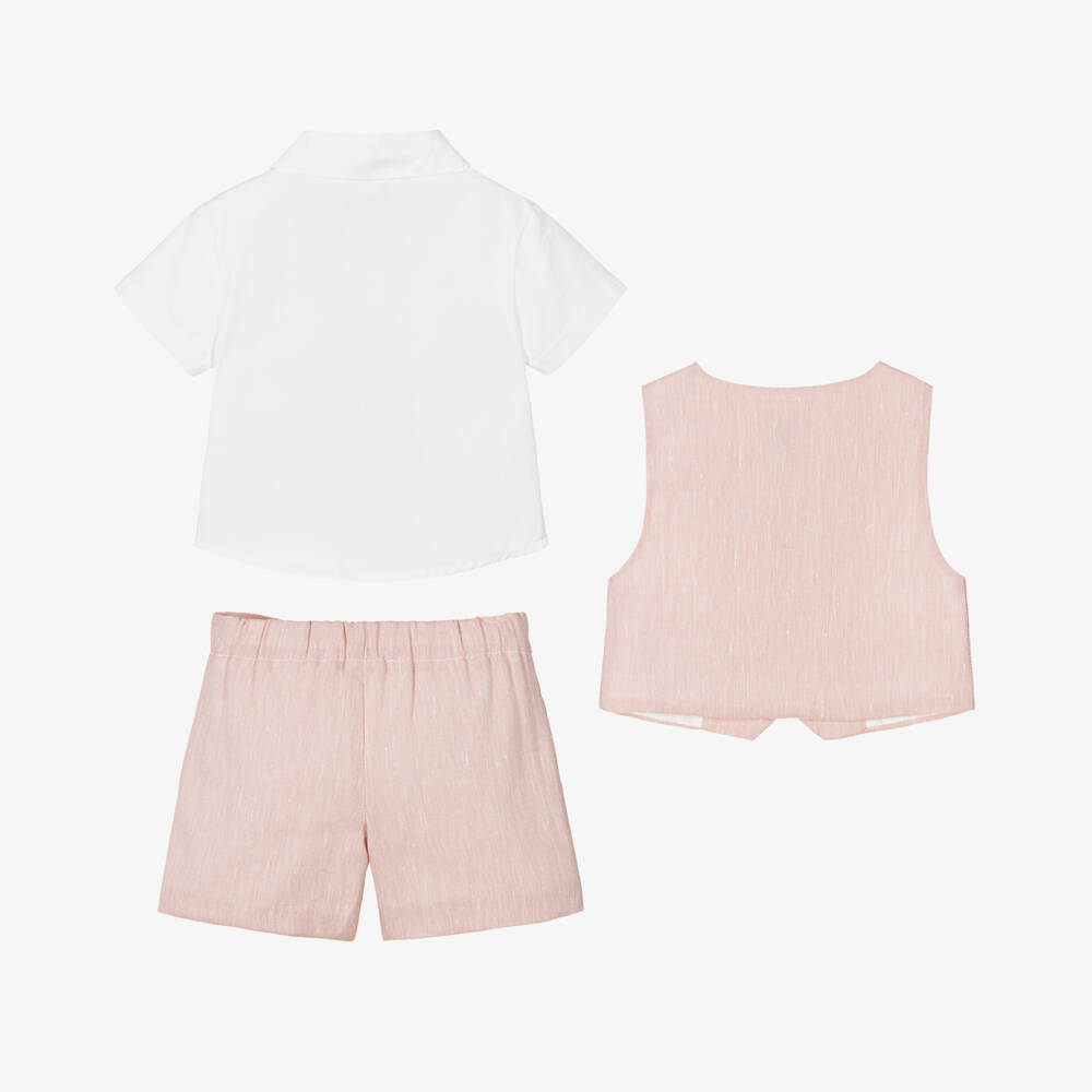 Beatrice & George-Boys Pink Waistcoat & Shorts Suit | Childrensalon