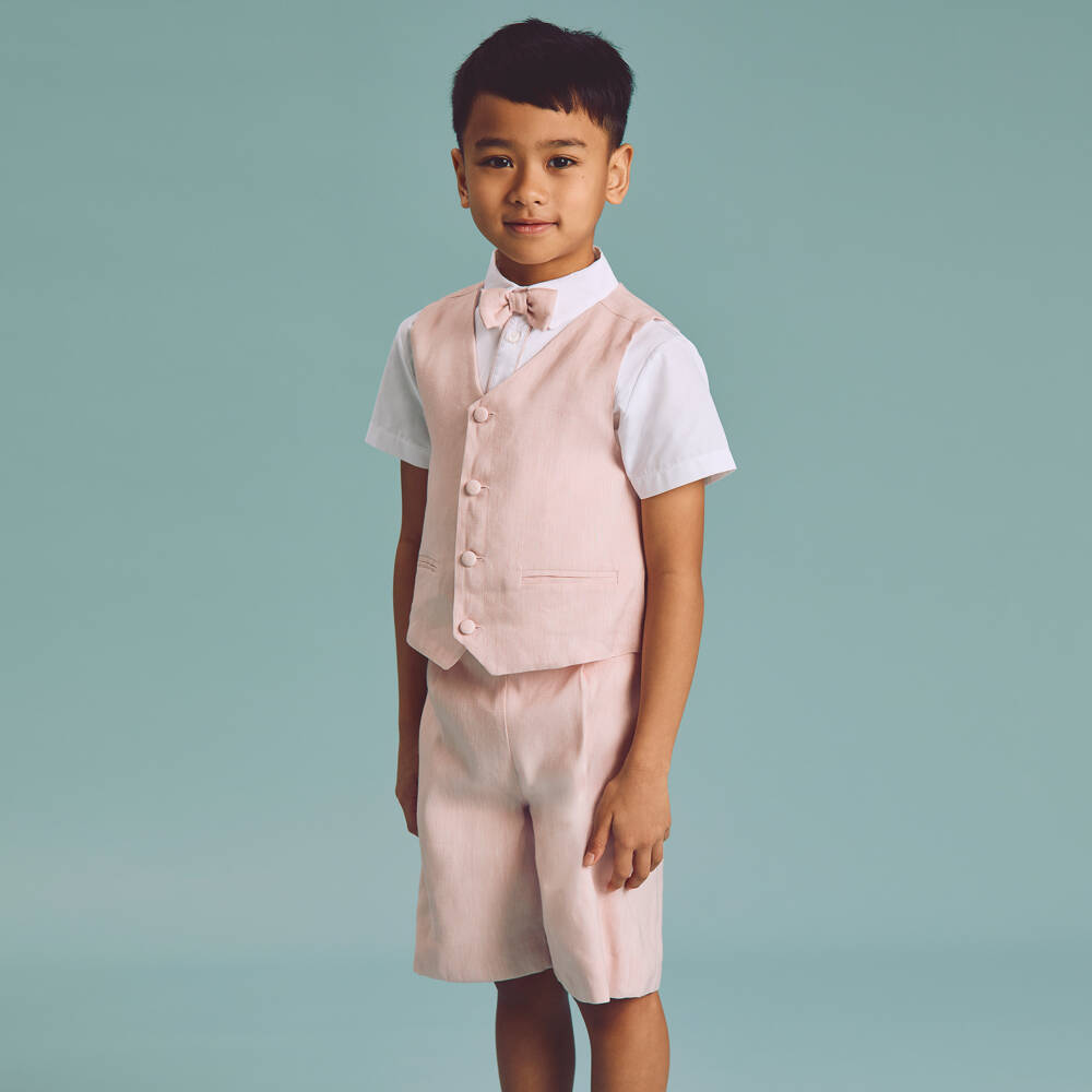 Beatrice & George-Boys Pink Waistcoat & Shorts Suit | Childrensalon