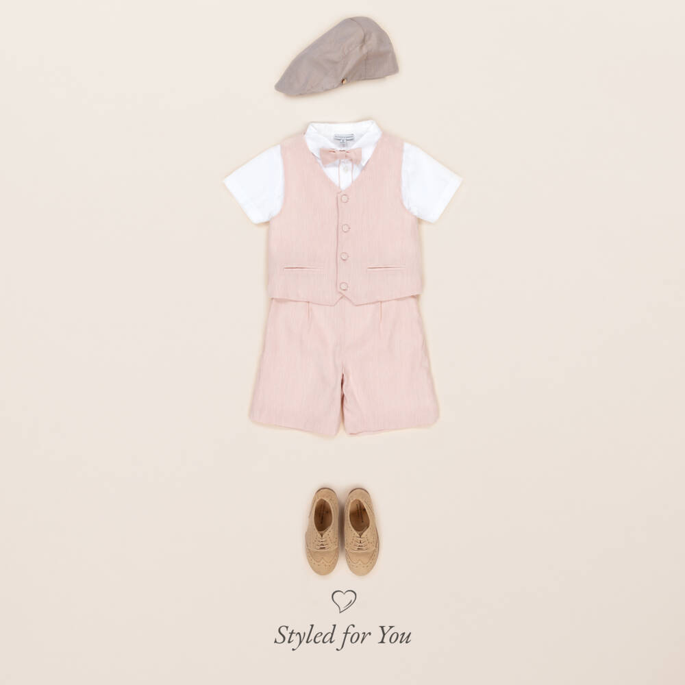 Beatrice & George-Boys Pink Waistcoat & Shorts Suit | Childrensalon