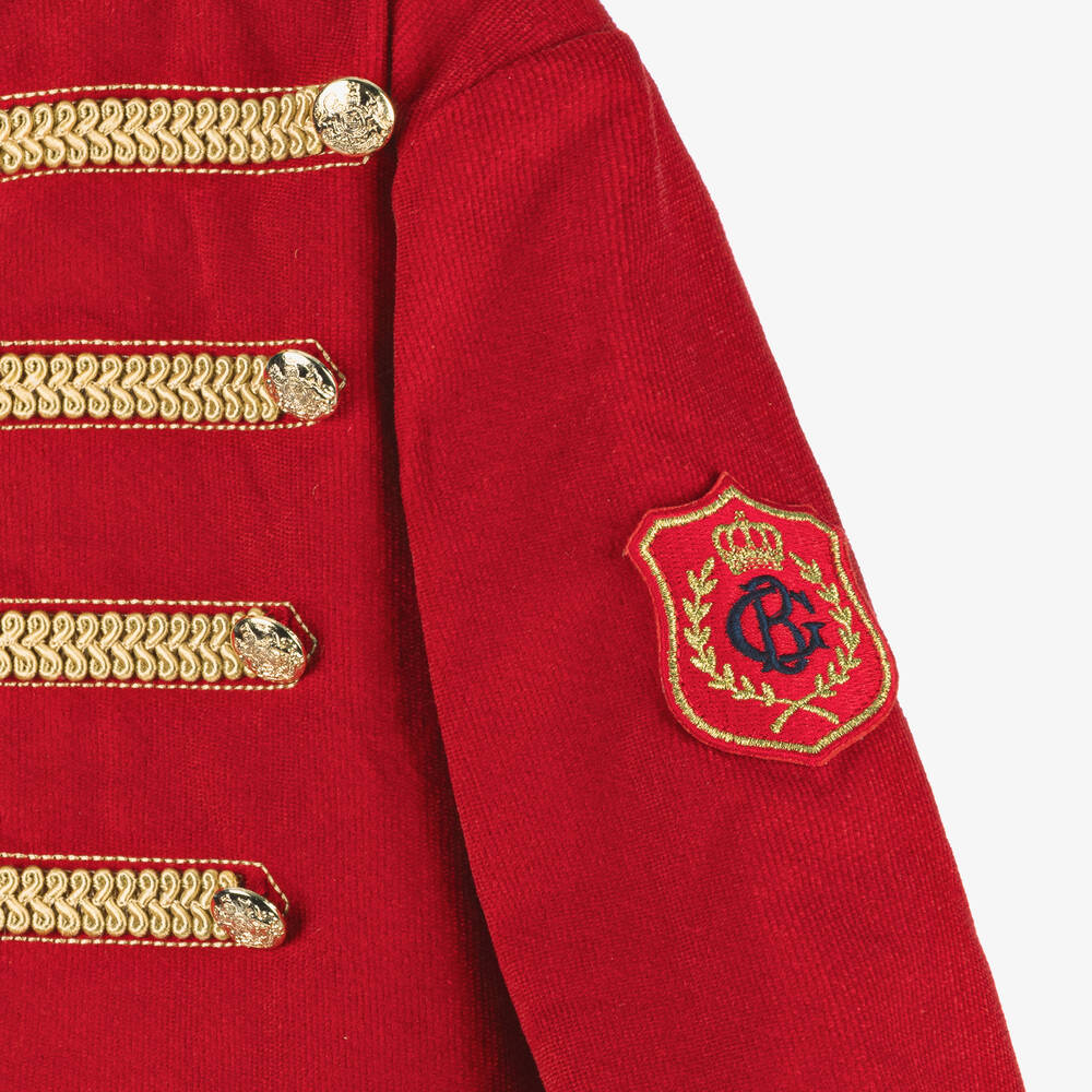 Beatrice & George-Boys Red Cotton Military 3 Piece Suit | Childrensalon