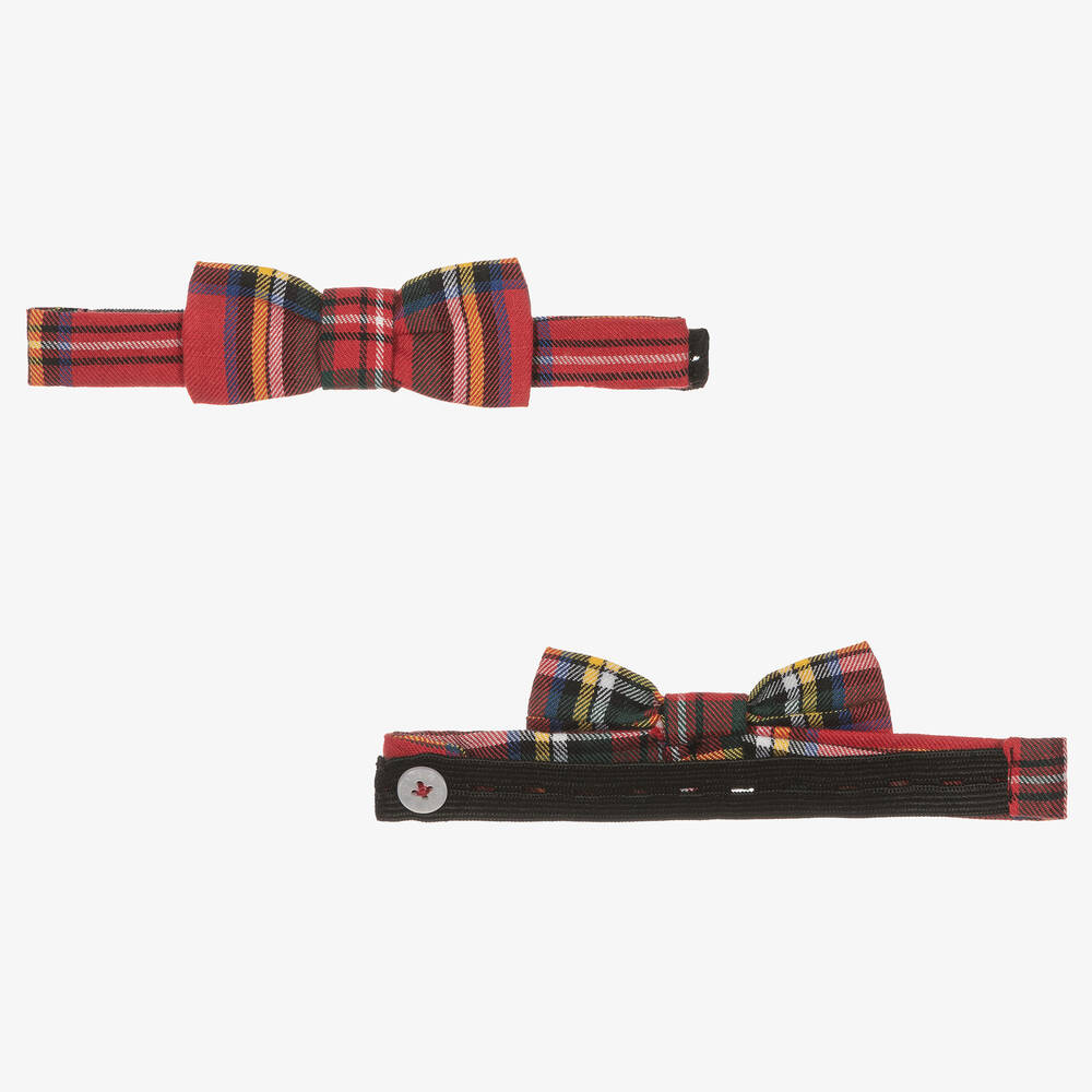 Beatrice & George-Красно-черный комплект из шотландки и бархата | Childrensalon