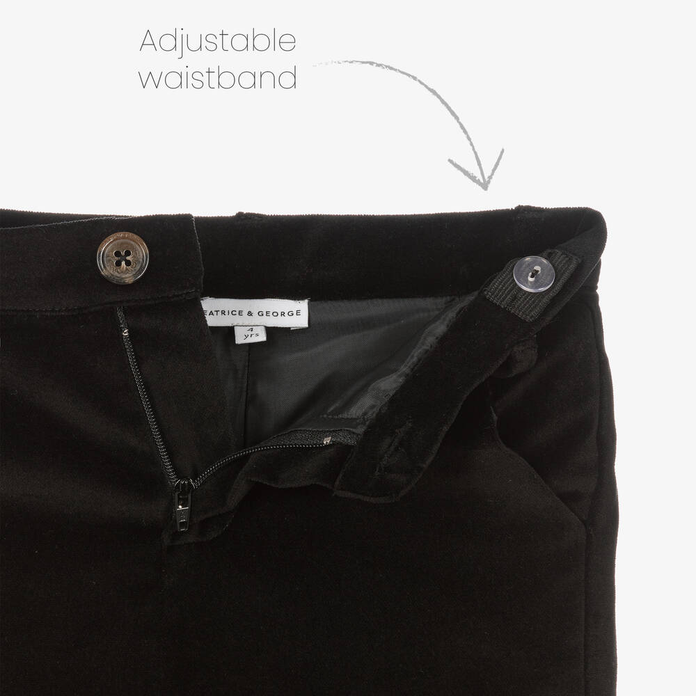 Beatrice & George-Красно-черный комплект из шотландки и бархата | Childrensalon