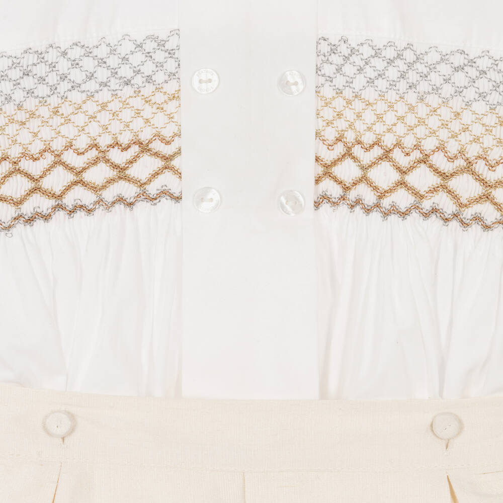 Beatrice & George X Childrensalon-بِدلة رسمية تطريز سموك لون عاجي للأولاد | Childrensalon