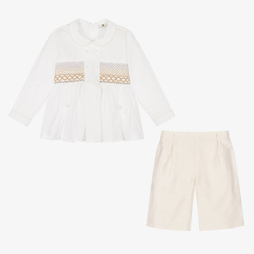 Beatrice & George X Childrensalon-بِدلة رسمية تطريز سموك لون عاجي للأولاد | Childrensalon