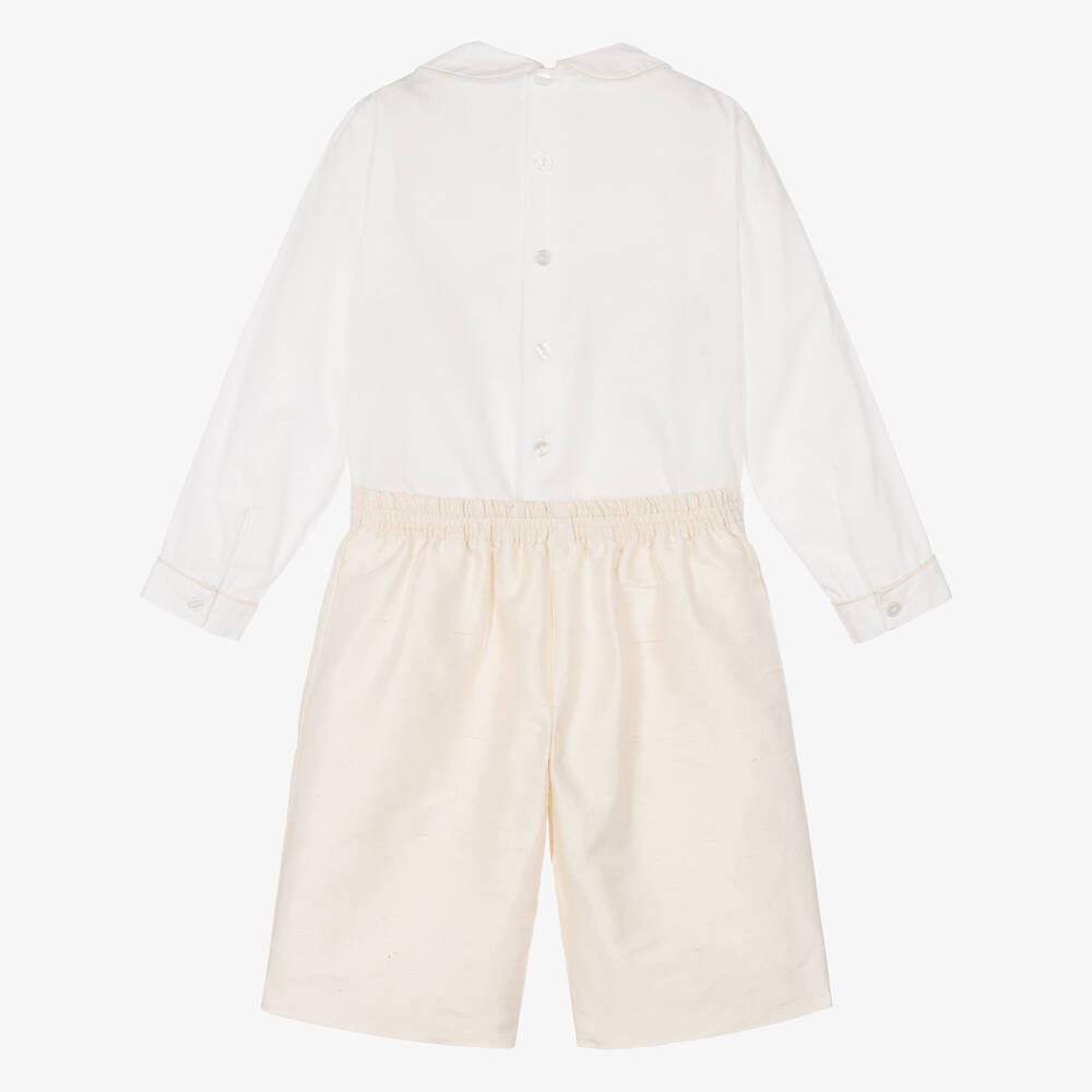 Beatrice & George X Childrensalon-بِدلة رسمية تطريز سموك لون عاجي للأولاد | Childrensalon