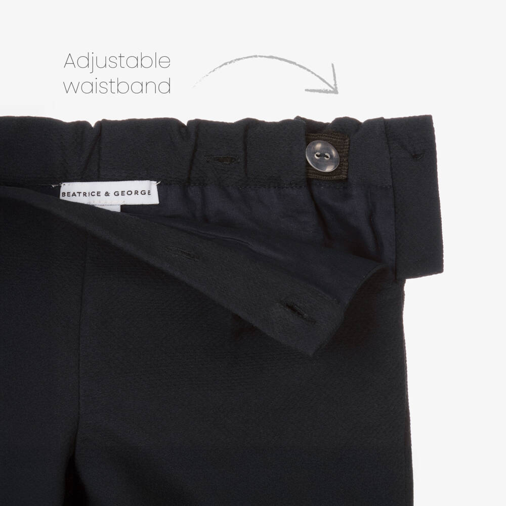 Beatrice & George-Boys White & Blue Cotton Buster Suit | Childrensalon