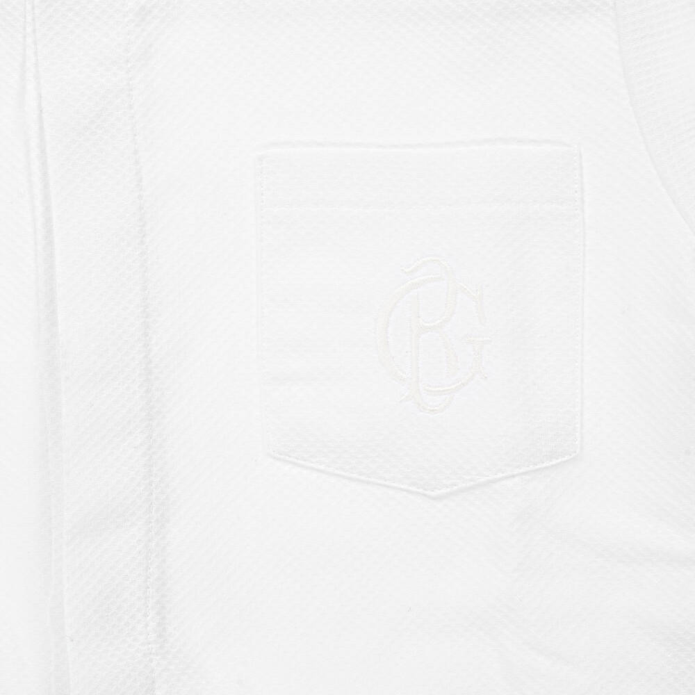 Beatrice & George-Boys White Cotton Monogram Shirt | Childrensalon