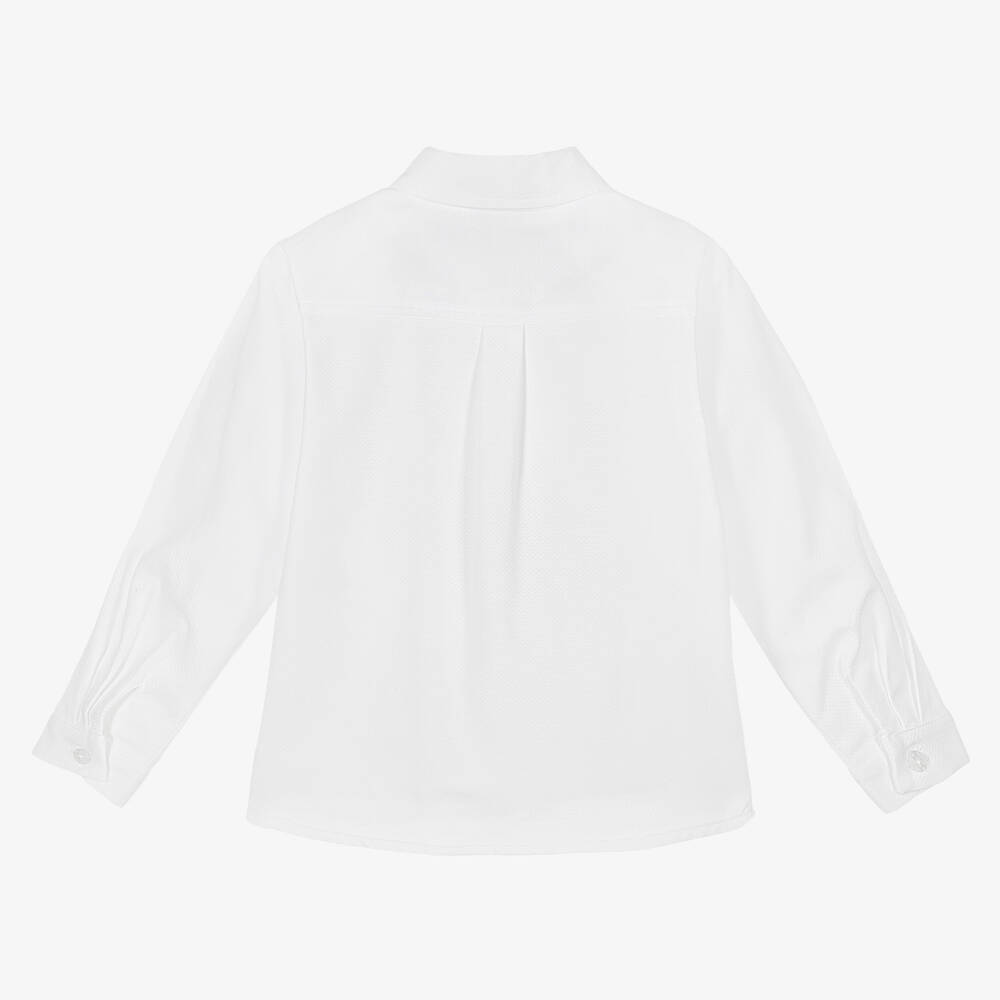 Beatrice & George-Boys White Cotton Monogram Shirt | Childrensalon
