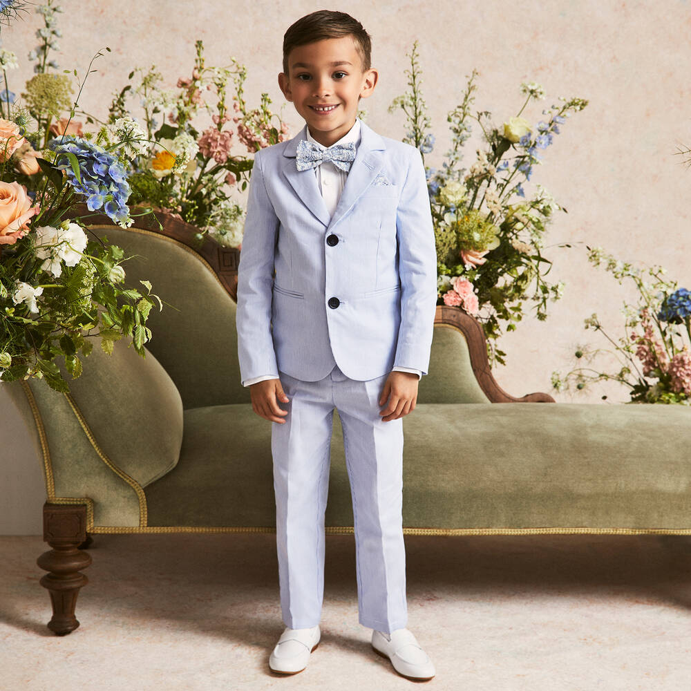 Beatrice & George-Boys White Leather Monogram Loafers | Childrensalon