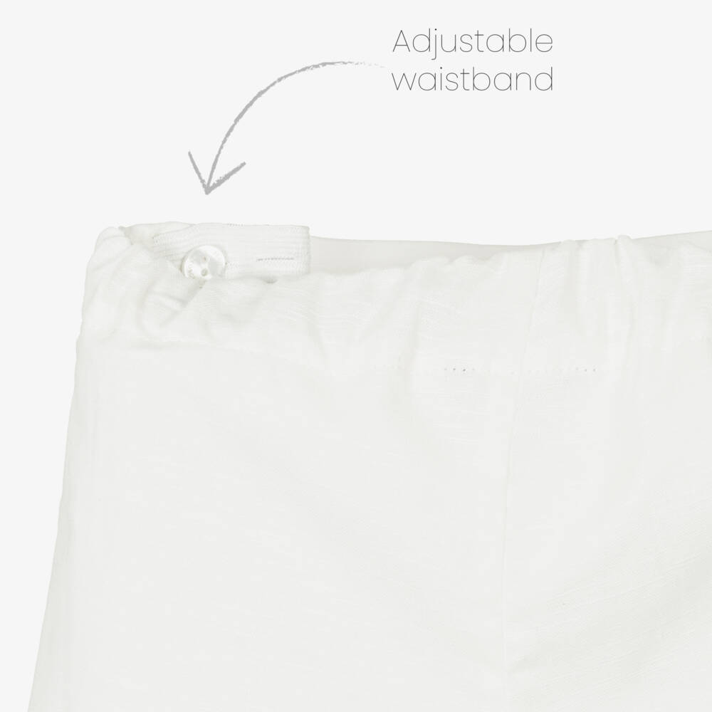 Beatrice & George-Boys White Linen & Cotton Embroidered Boat Shorts Set | Childrensalon