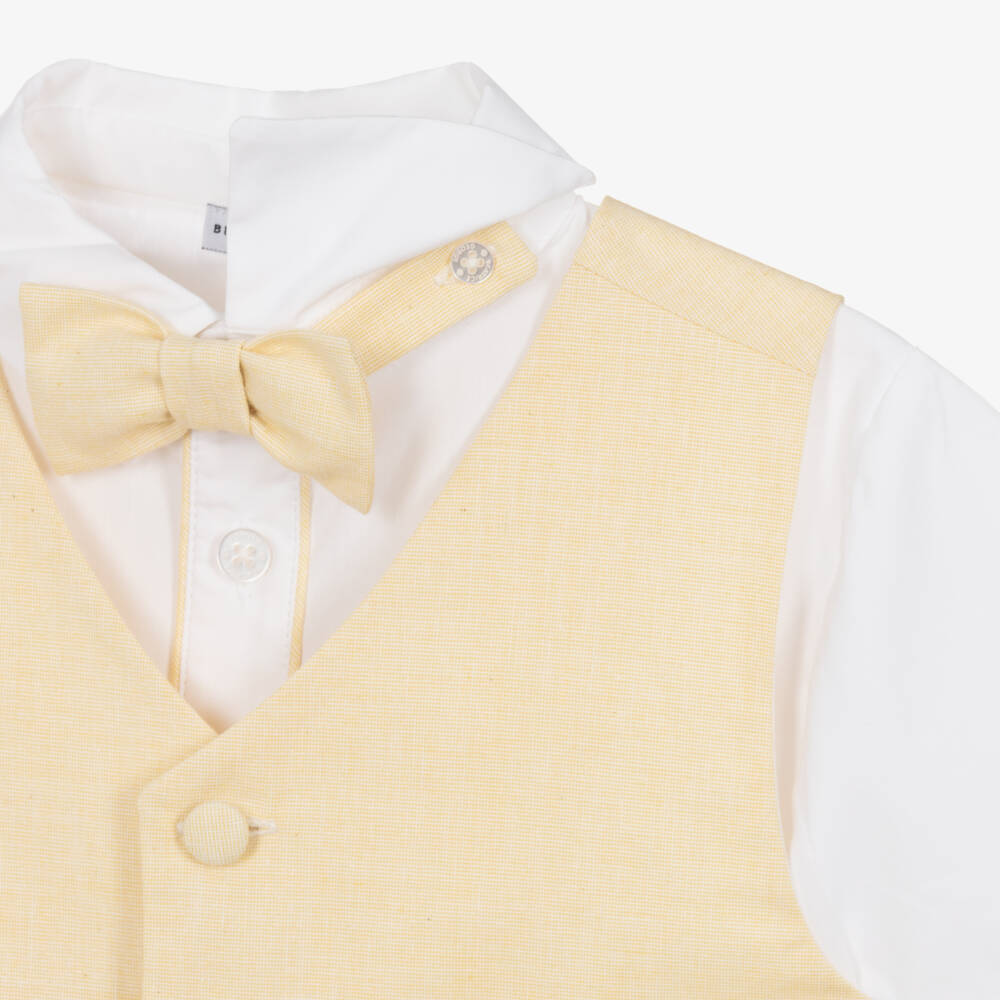 Beatrice & George-Boys Yellow Waistcoat & Shorts Suit | Childrensalon