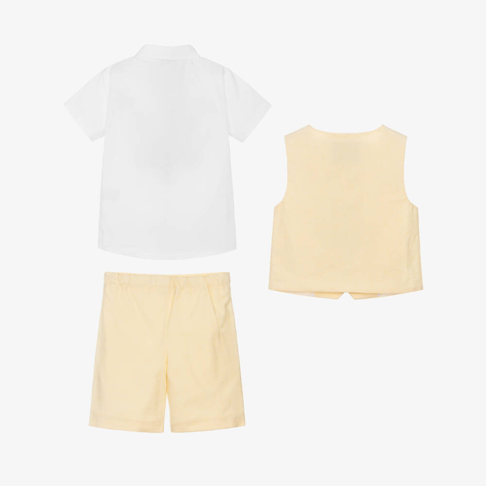 Beatrice & George-Boys Yellow Waistcoat & Shorts Suit | Childrensalon