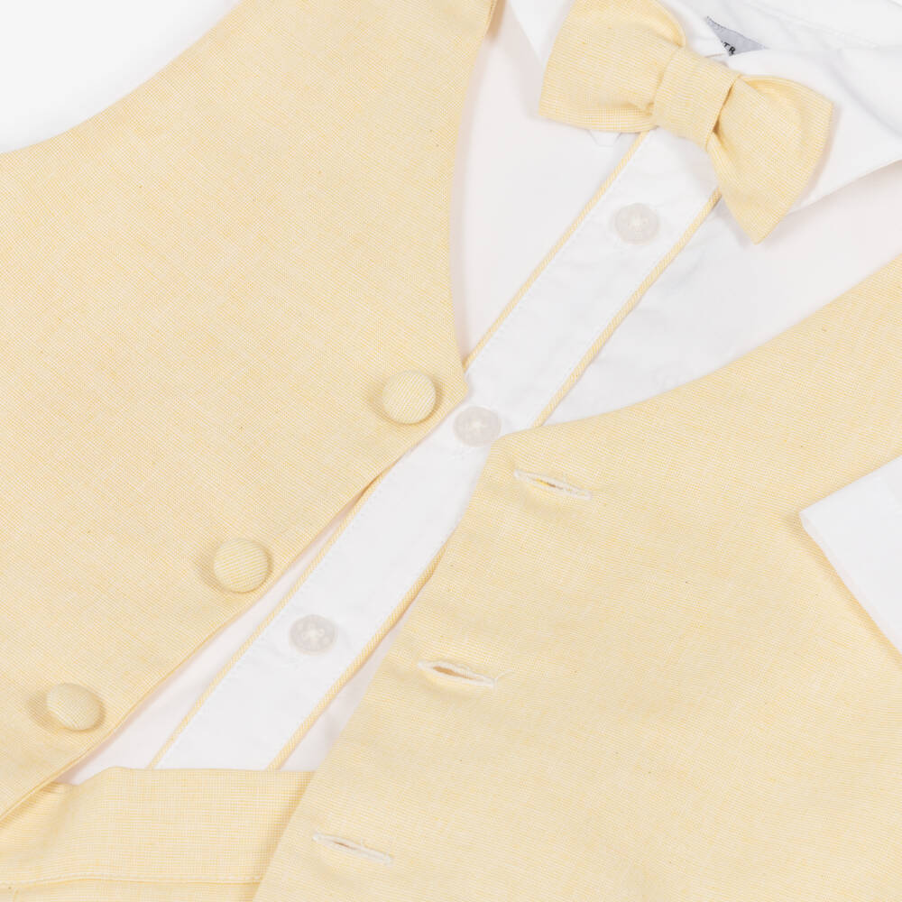 Beatrice & George-Boys Yellow Waistcoat & Shorts Suit | Childrensalon
