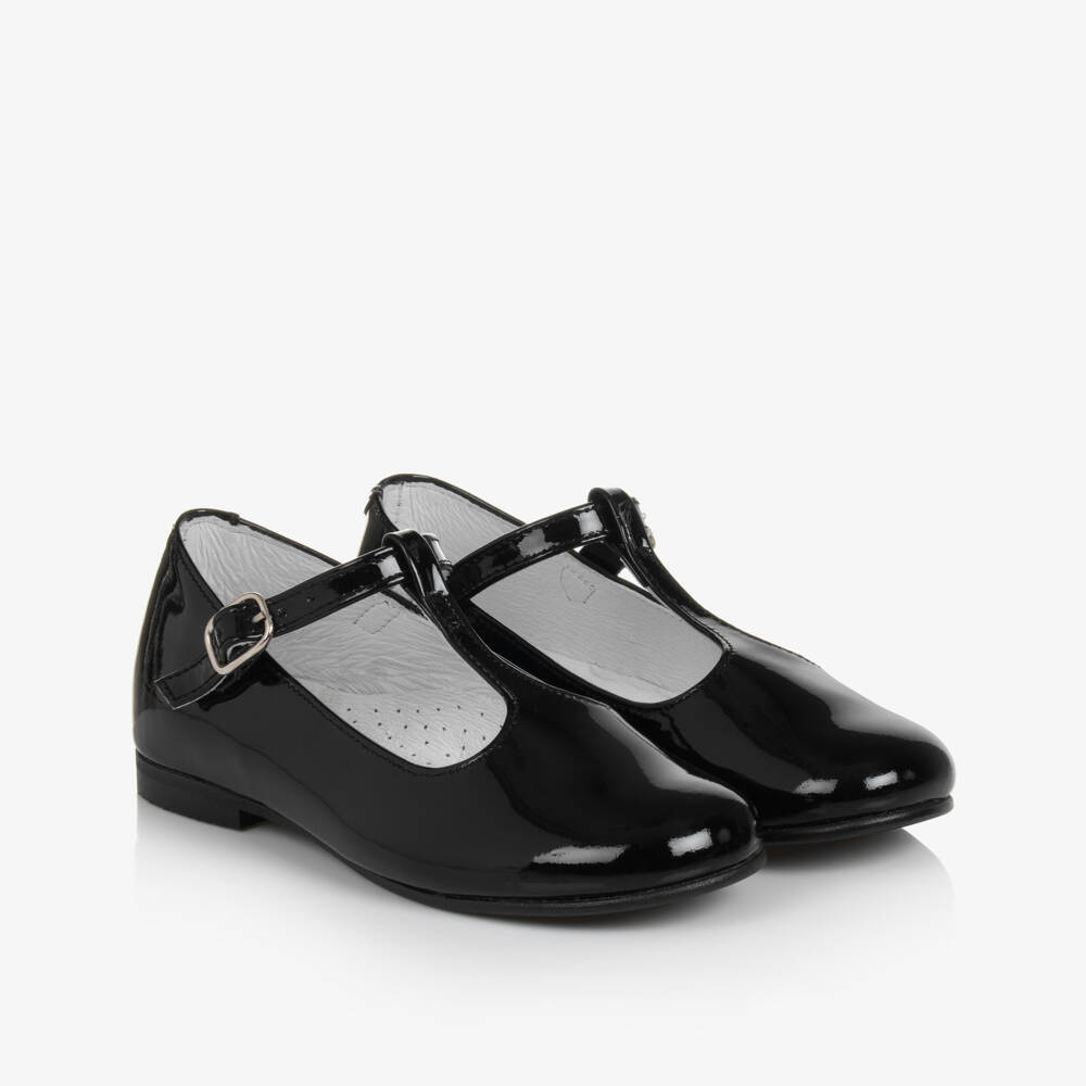 Beatrice & George-Girls Black Patent Leather T-Bar Shoes | Childrensalon