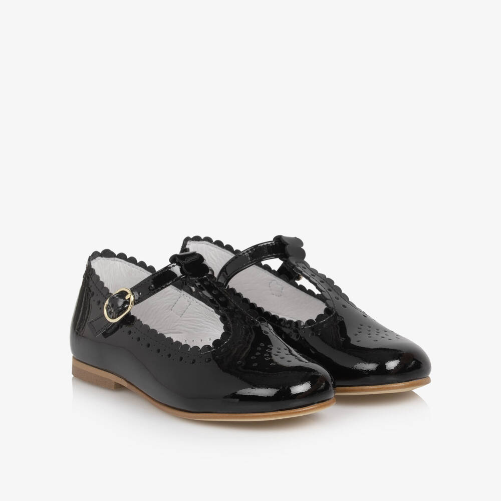 Beatrice & George-Girls Black Patent Leather T-Bar Shoes | Childrensalon