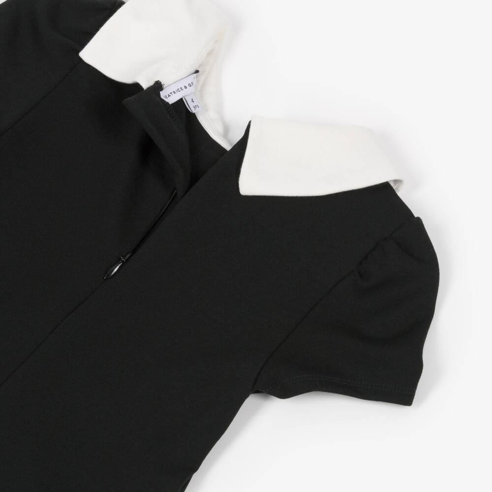 Beatrice & George-فستان ميلانو جيرسي لون أسود وأبيض للبنات | Childrensalon