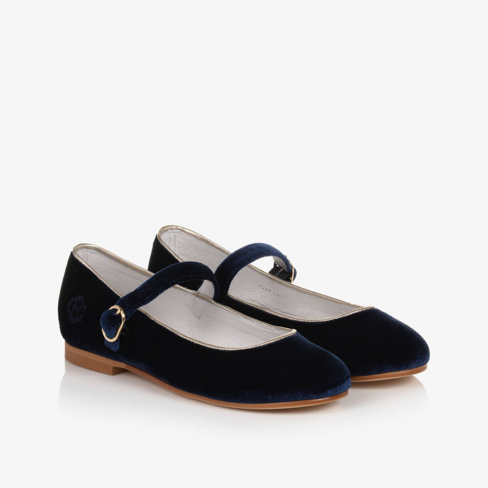 Beatrice & George-Синие бархатные туфли с ремешком для девочек | Childrensalon