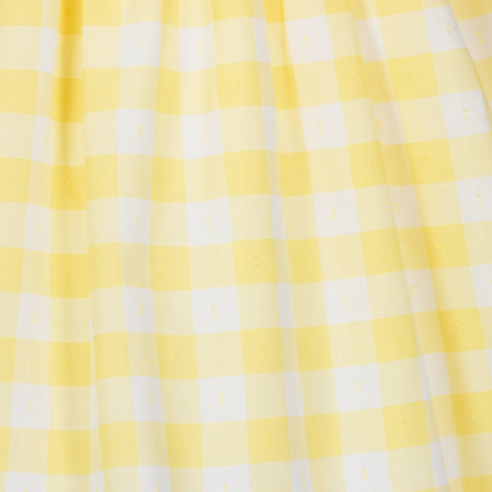 Beatrice & George-Girls Butter Yellow Gingham Check Dress | Childrensalon