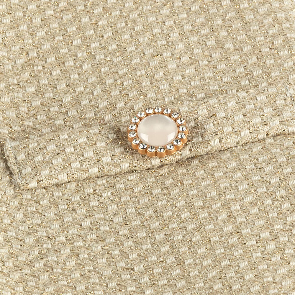 Beatrice & George-Girls Glittery Gold Jacquard Dress | Childrensalon