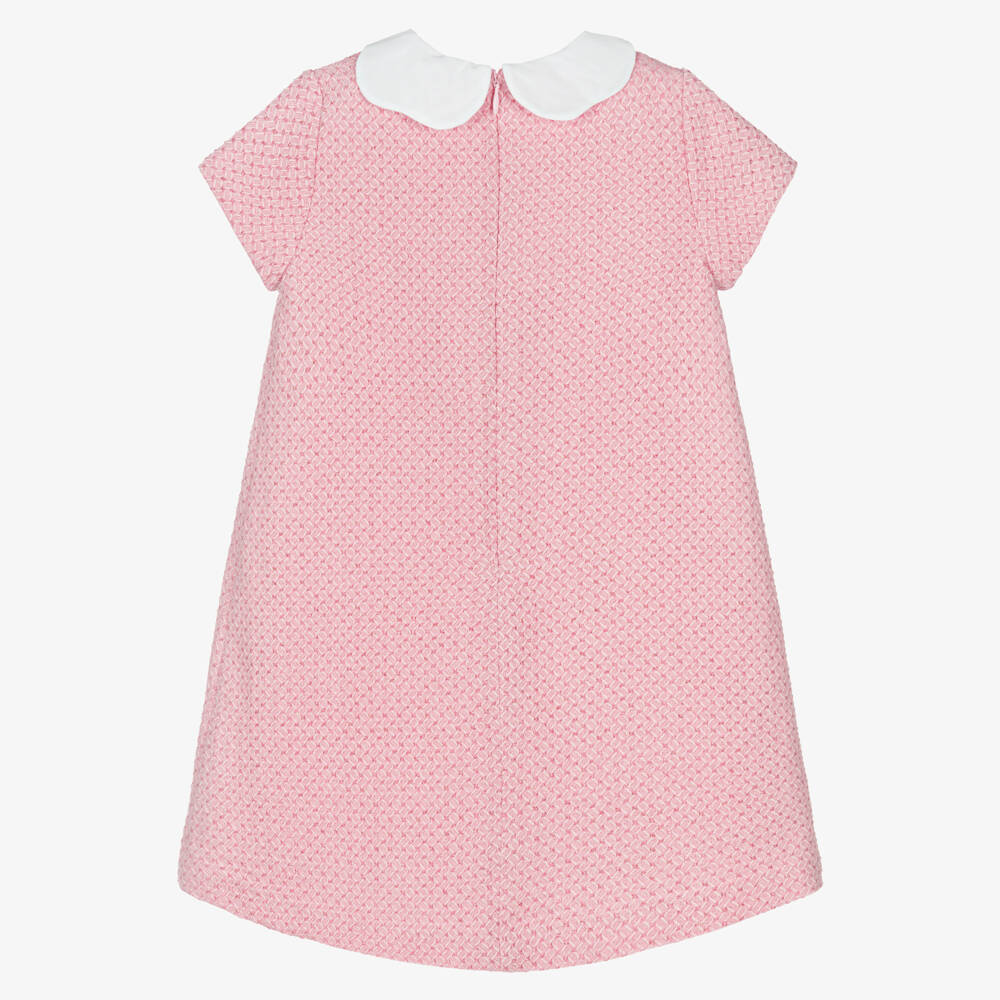 Beatrice & George-Girls Glittery Pink Jacquard Dress | Childrensalon