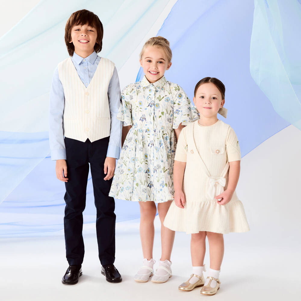Beatrice & George-Girls Gold Leather T-Bar Shoes | Childrensalon