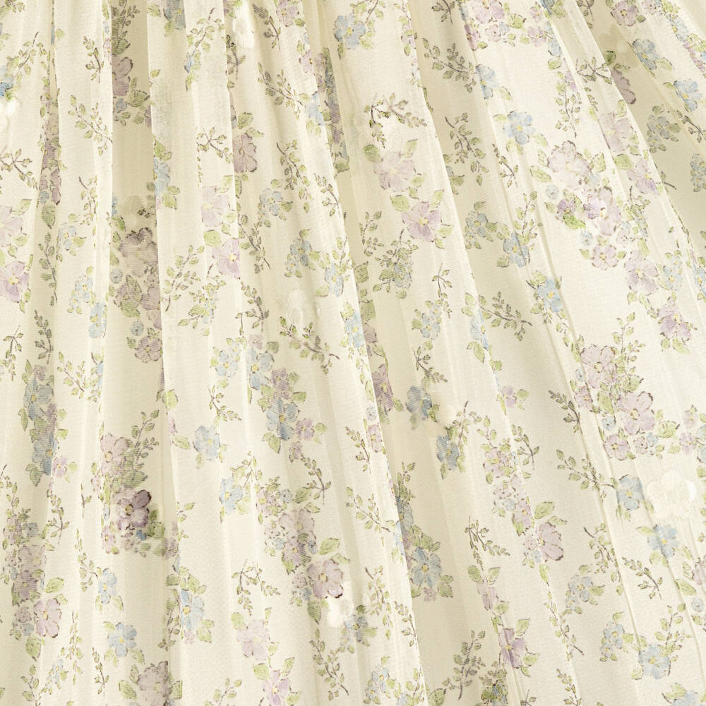 Beatrice & George-Girls Ivory & Green Floral Hand-Smocked Dress | Childrensalon