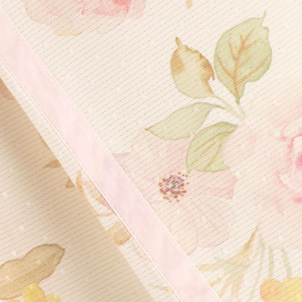 Beatrice & George-Girls Ivory & Pink Floral Dress with Velvet Bow | Childrensalon