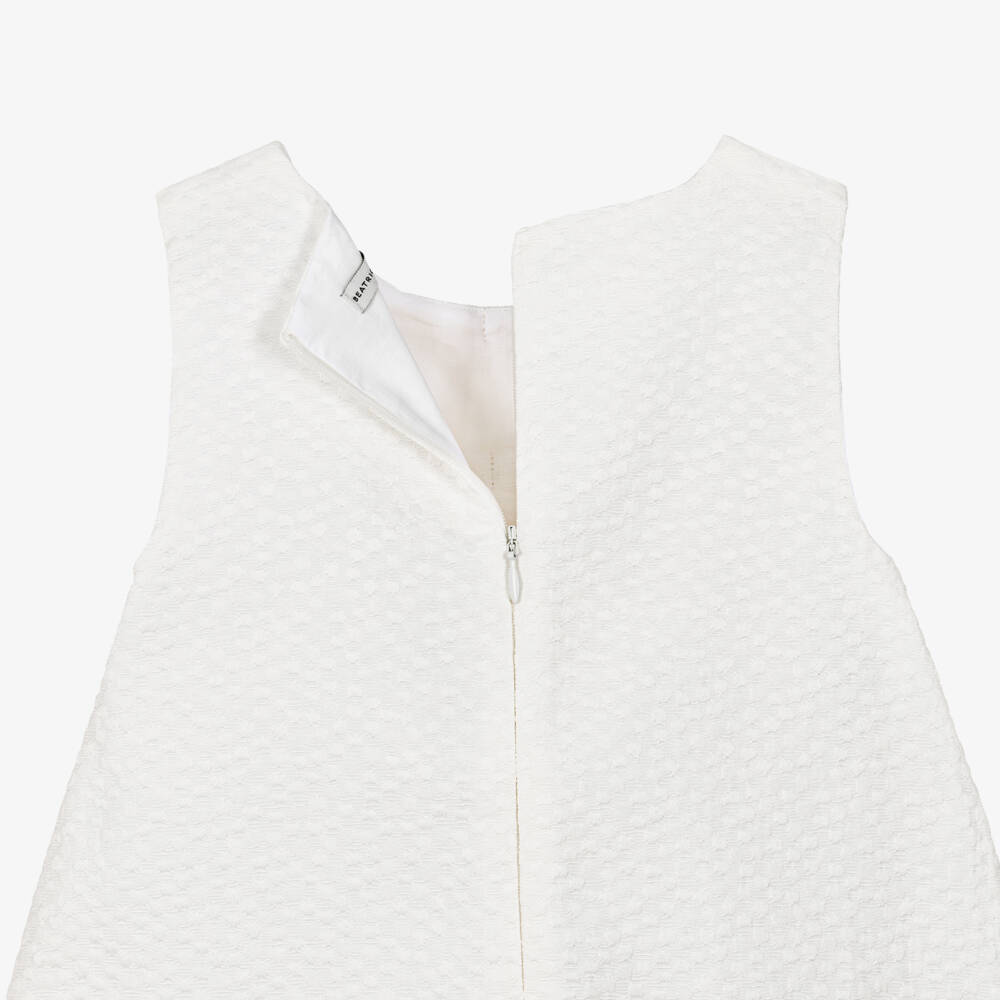 Beatrice & George-Girls Ivory & Pink Jacquard Dress with Bows | Childrensalon