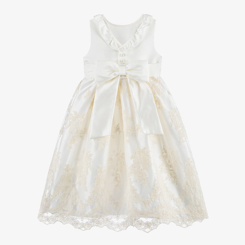 Beatrice & George-فستان ساتان وتول مطرز لون عاجي | Childrensalon