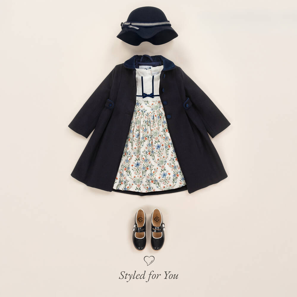 Beatrice & George-فستان بطبعة ورود فيسكوز لون عاجي | Childrensalon