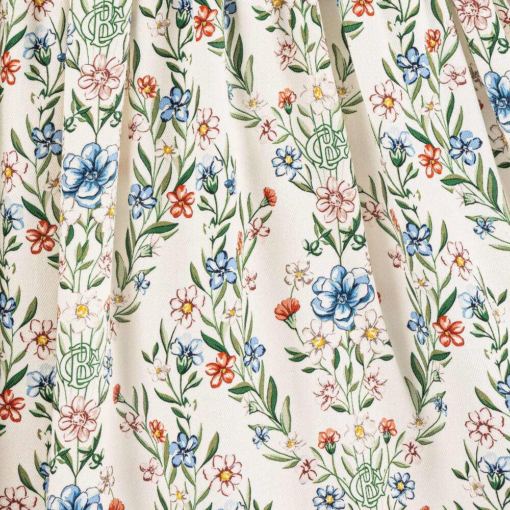 Beatrice & George-فستان بطبعة ورود فيسكوز لون عاجي | Childrensalon