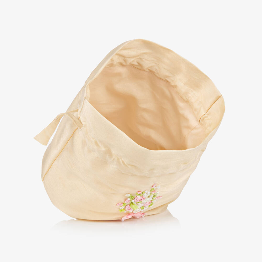 Beatrice & George-Сумка золотистая с ручной вышивкой из дюпиона для девочек (20см) | Childrensalon