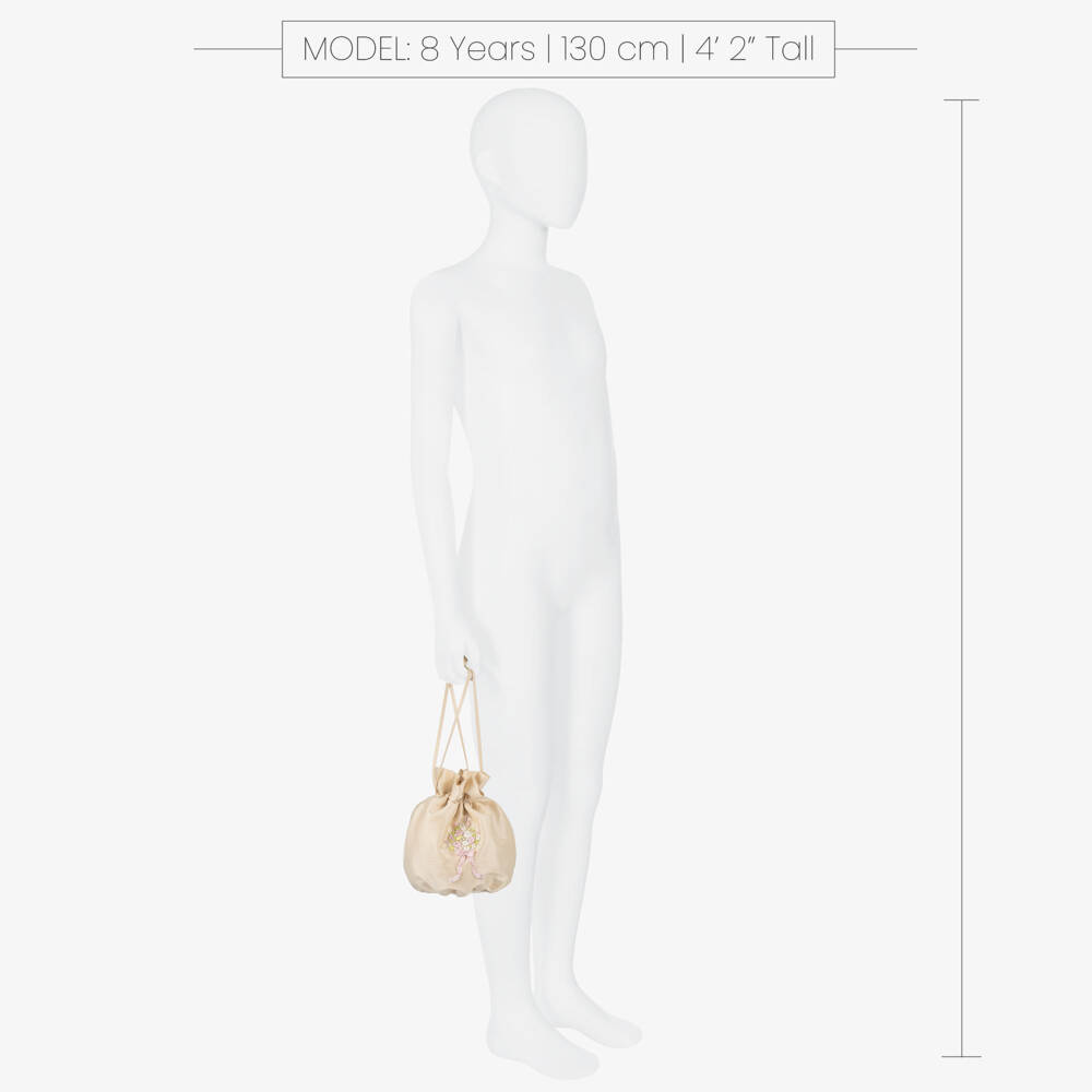 Beatrice & George-Сумка золотистая с ручной вышивкой из дюпиона для девочек (20см) | Childrensalon