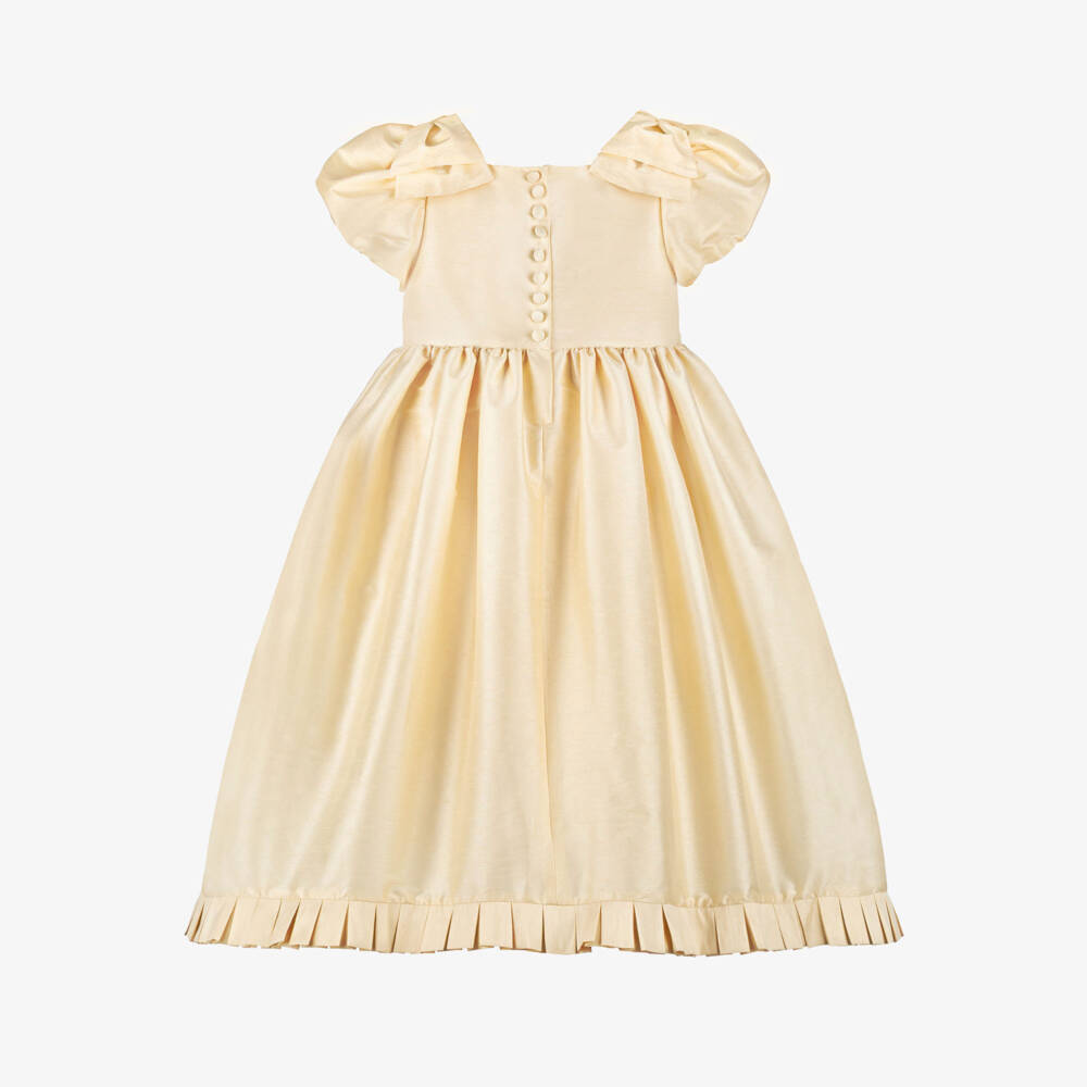Beatrice & George-Платье из дюпиона с ручной вышивкой кремовое для девочек | Childrensalon