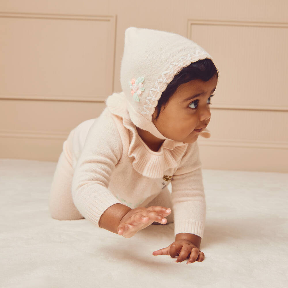 Beatrice & George-طقم بنطلون صوف مارينو لون زهري فاتح للبنات  | Childrensalon