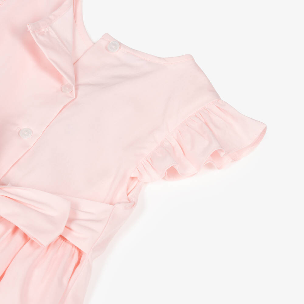 Beatrice & George-Розовое хлопковое платье с вышитыми цветами для девочек | Childrensalon