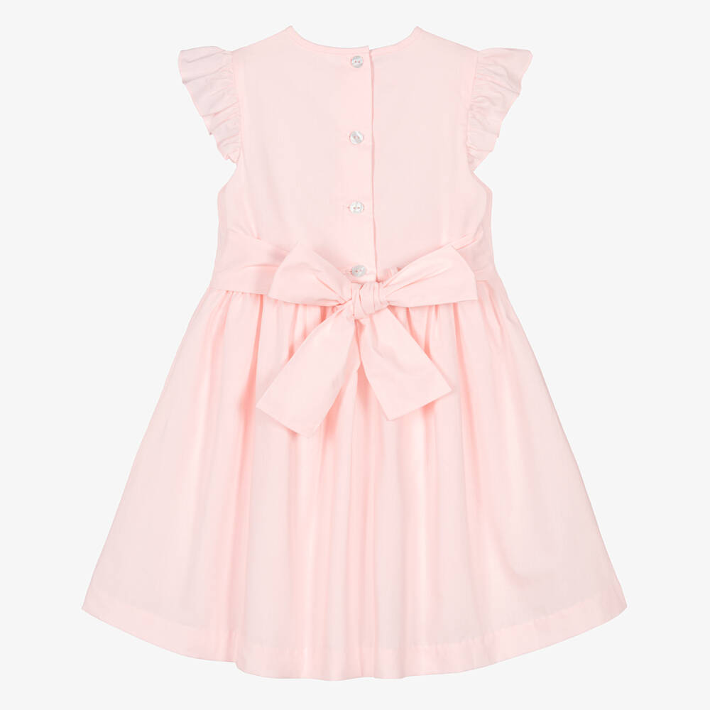 Beatrice & George-Розовое хлопковое платье с вышитыми цветами для девочек | Childrensalon