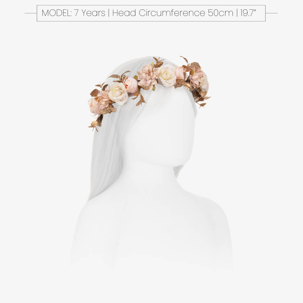 Beatrice & George-Girls Pink & Gold Floral Garland | Childrensalon