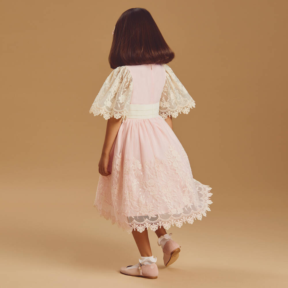 Beatrice & George-فستان تول مطرز لون زهري وعاجي | Childrensalon