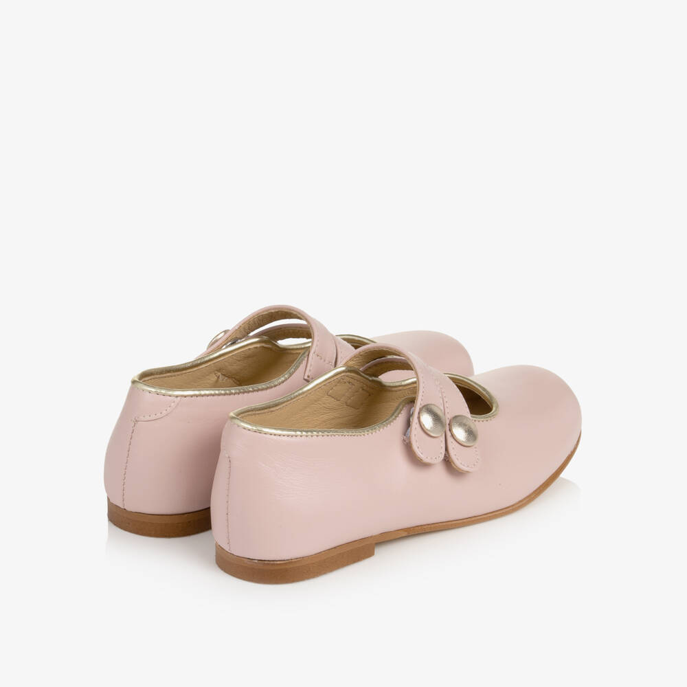 Beatrice & George-Girls Pink Leather Double Strap Mary Jane Shoes | Childrensalon