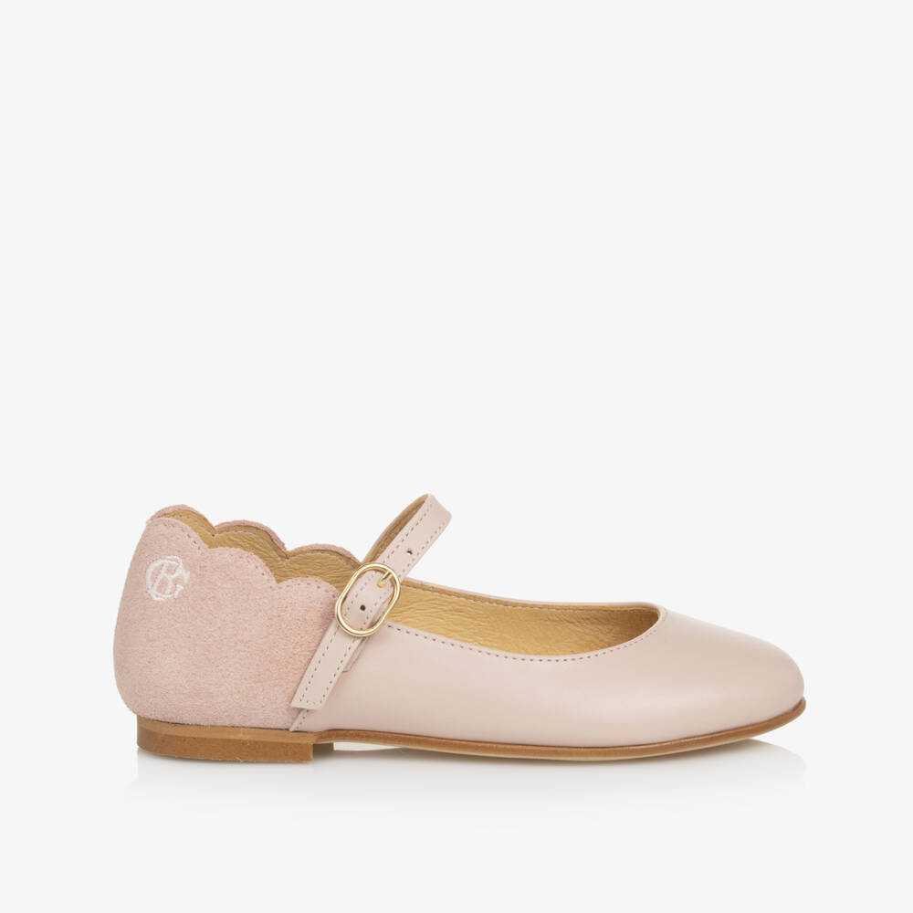 Beatrice & George-حذاء ماري جين جلد لون زهري للبنات | Childrensalon