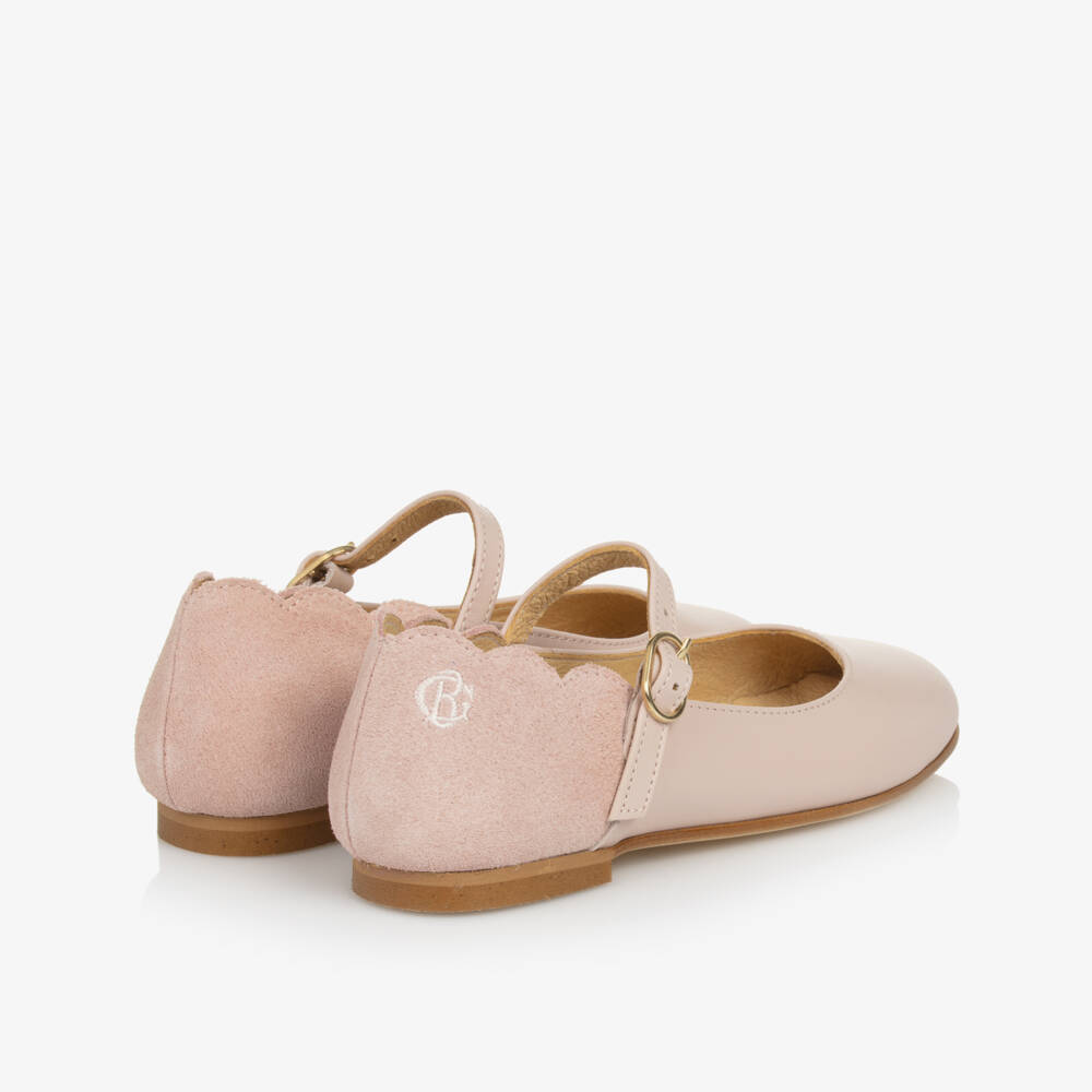 Beatrice & George-حذاء ماري جين جلد لون زهري للبنات | Childrensalon