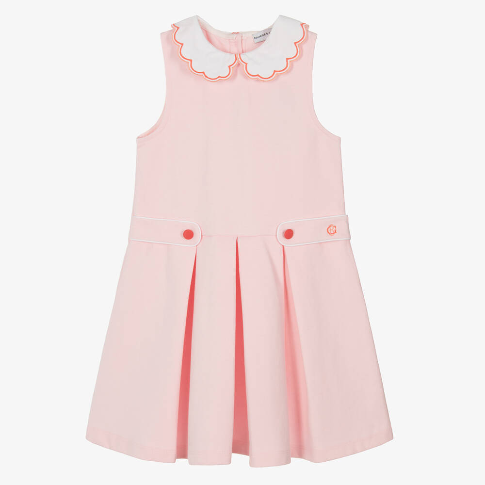 Beatrice & George-Girls Pink Milano Cotton Jersey Dress | Childrensalon