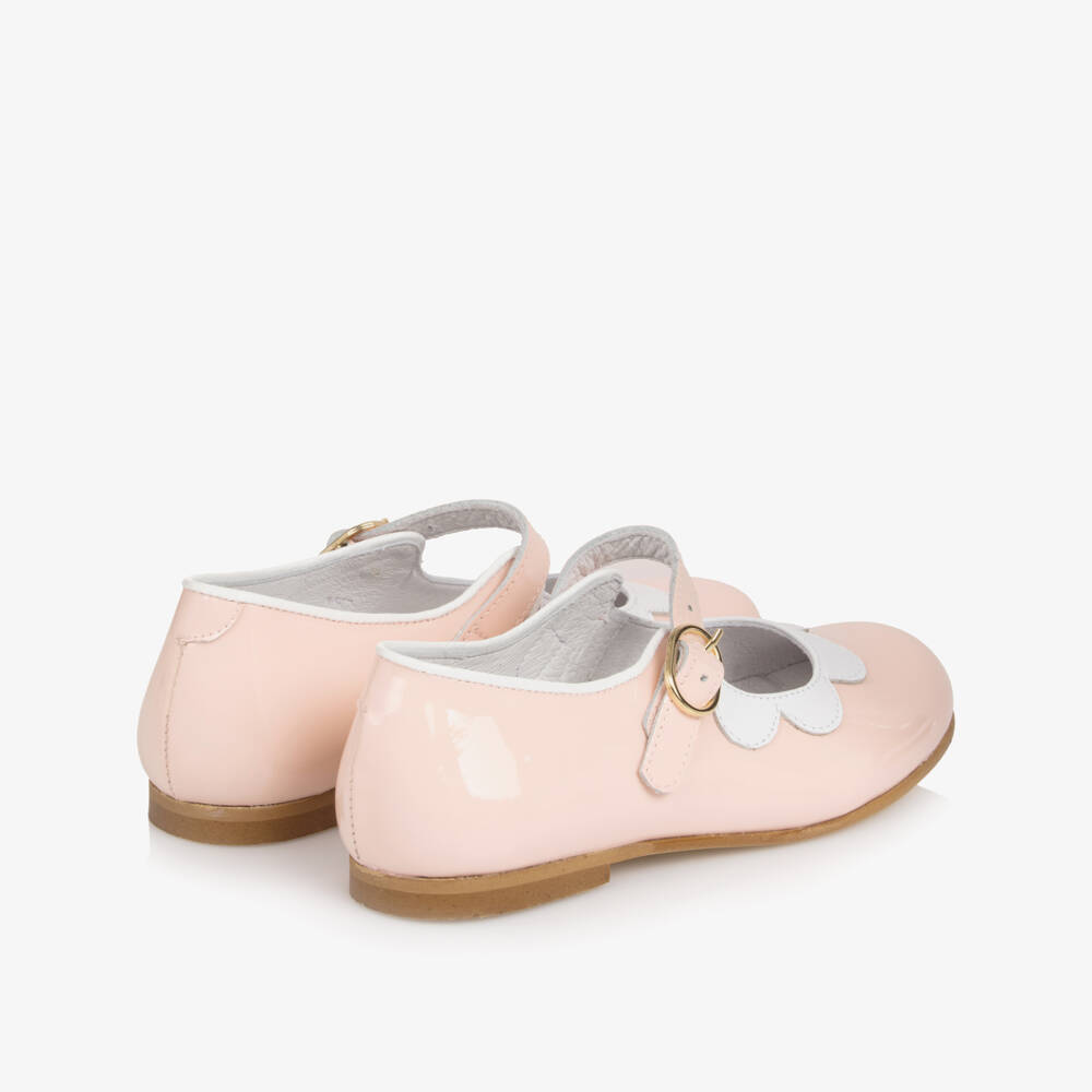 Beatrice & George-Girls Pink Patent Leather Scalloped Mary-Jane Shoes | Childrensalon