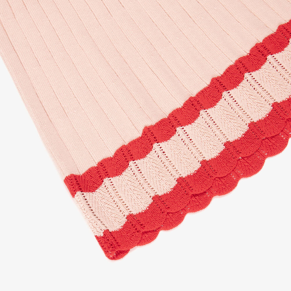 Beatrice & George-Girls Pink & Red Short Sleeve Knitted Dress | Childrensalon